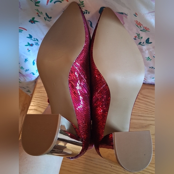 NWOT Betsey Johnson Finlee Pink Sequin & Metallic Rosette GoGo Boots SZ 8.5M - Picture 6 of 8